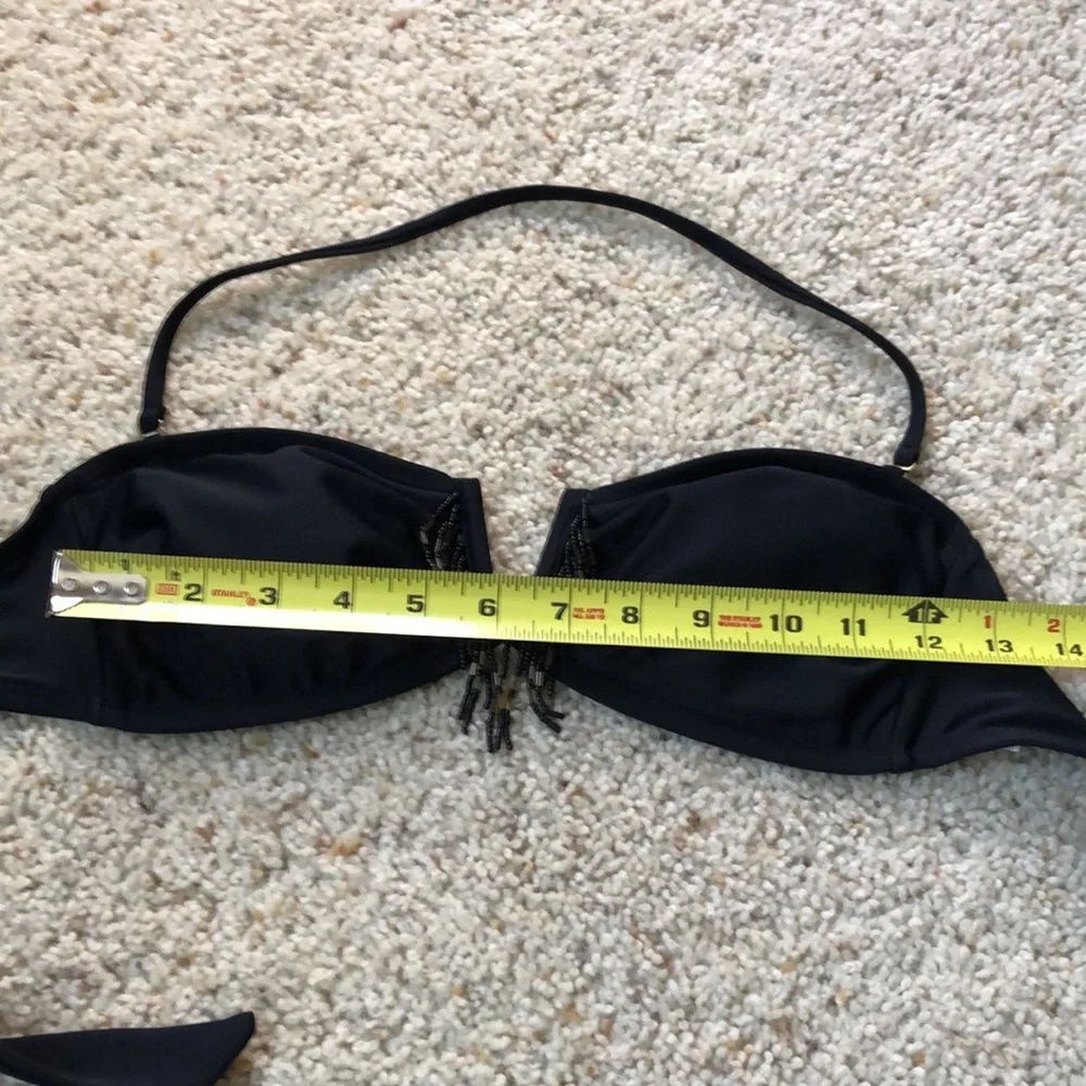 Black Beaded Fringe Bikini Top - Picture 3 of 5